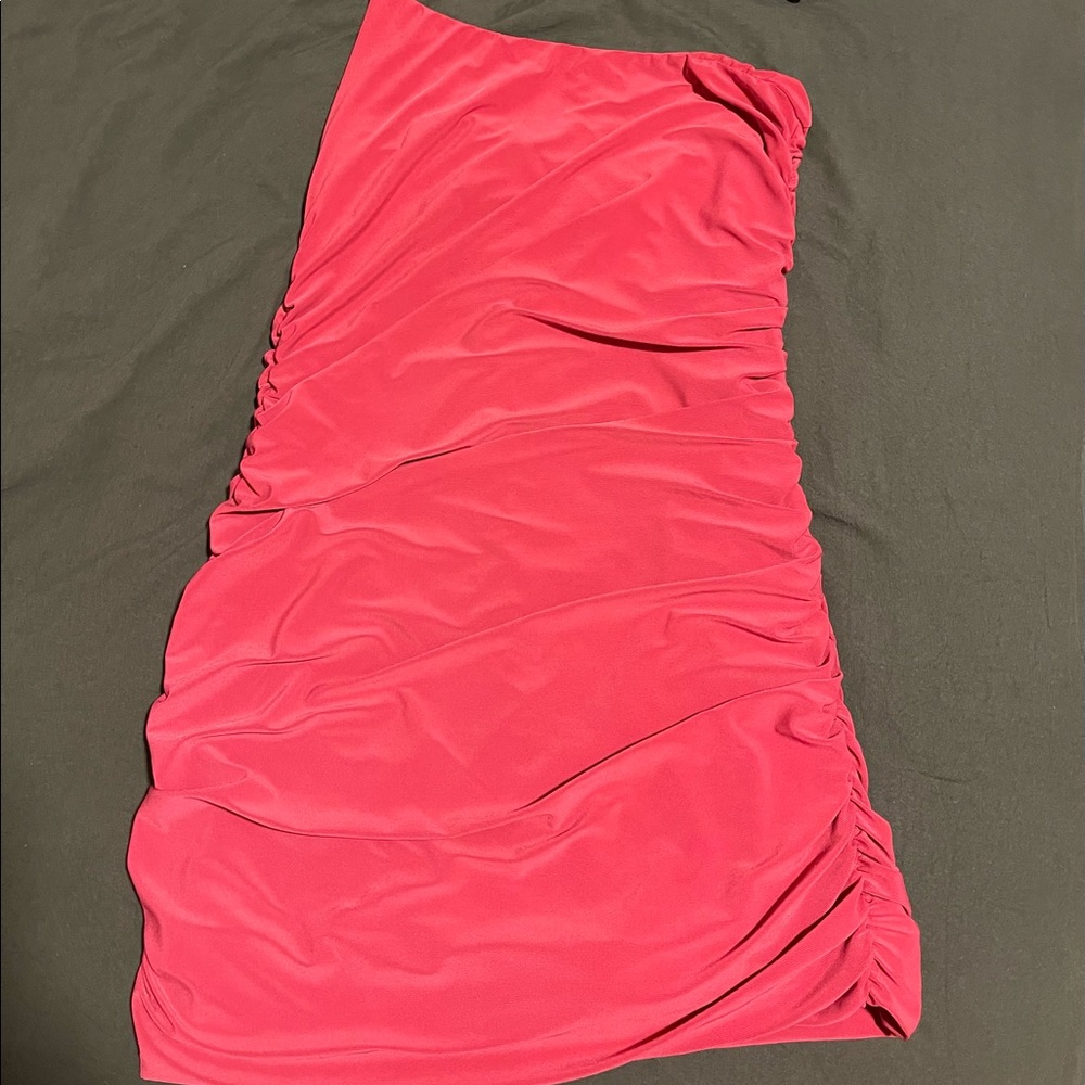 New Pink scrunched tight dress one shoulder strap